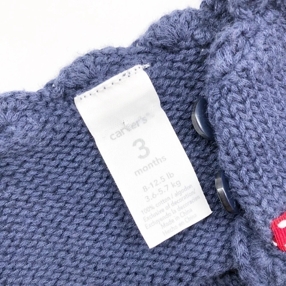 Carter's navy blue ladybug print baby girl knit cardigan